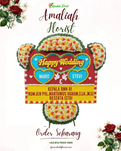 Karangan Papan Bunga Pernikahan di Petarukan